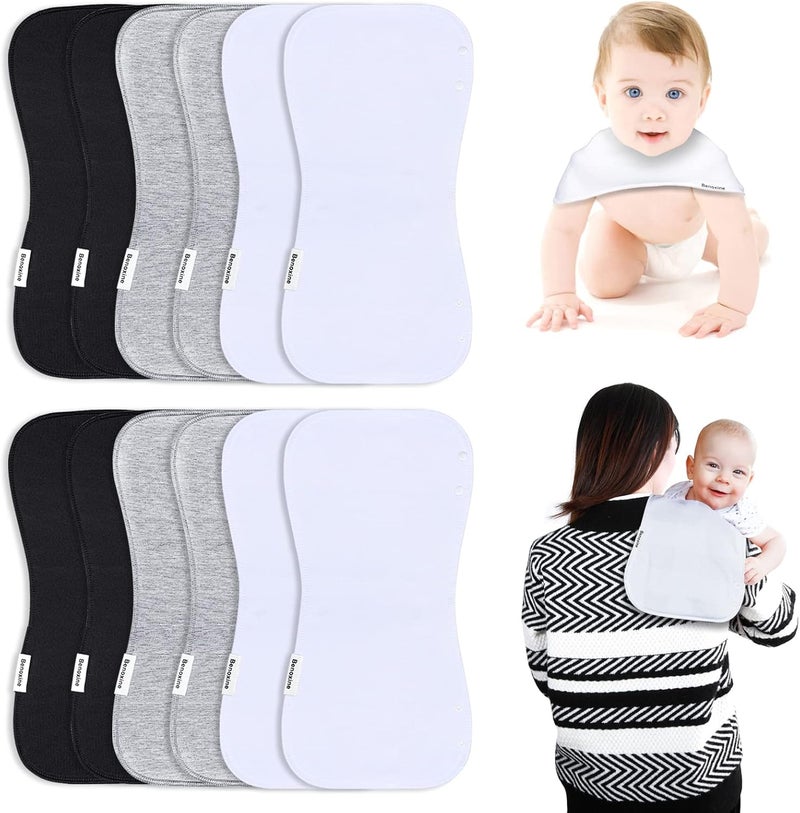 Benoxine Baby Burp Cloths & Baby Bibs 2-in-1 Design Large Size 3 Layers Thicken Cotton Super Absorbent and Soft Baby Spit Up Burping Rags Baby Burp Cloth Set for Boys and Girls Solid 12 Pack - Image 1